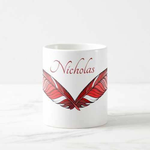 Mug _ Red Feathers and Name
