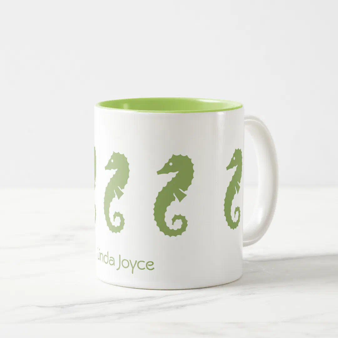 Mug - Sea Horses (green) (Front Right)