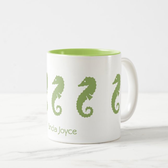 Mug - Sea Horses (green) (Front Right)
