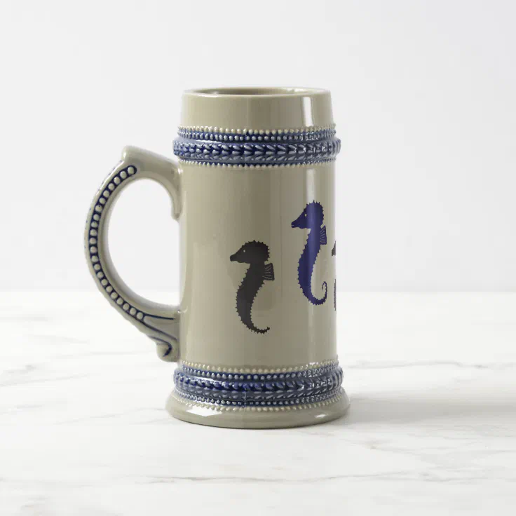 Mug - Seahorses in Blue and Gray (Left)