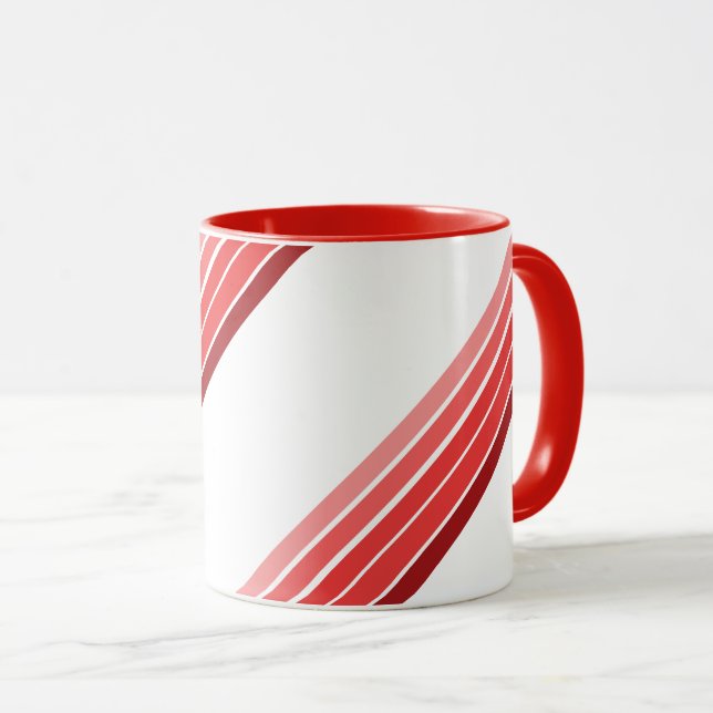 Mug - Shades of Red Diagonal Stripes (Front Right)