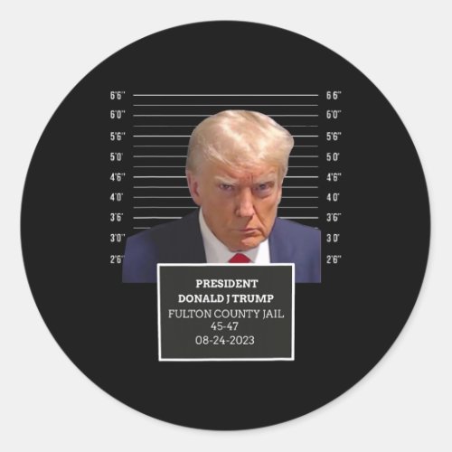 Mug Shot President Donald J Trump Mugshot 2023 Fun Classic Round Sticker