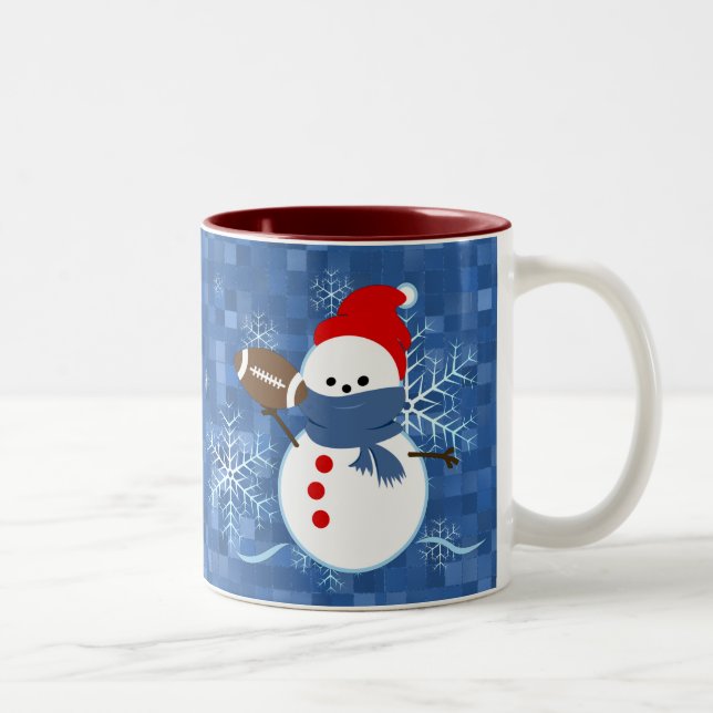 Mug - Snowflakes Football Snowman (Right)