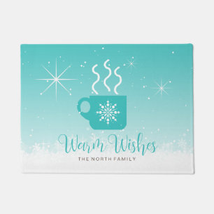 Mug Steaming Hot Drink w/Snow Border ID595 Doormat