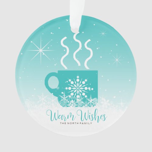 Mug Steaming Hot Drink wSnow Border ID595 Ornament