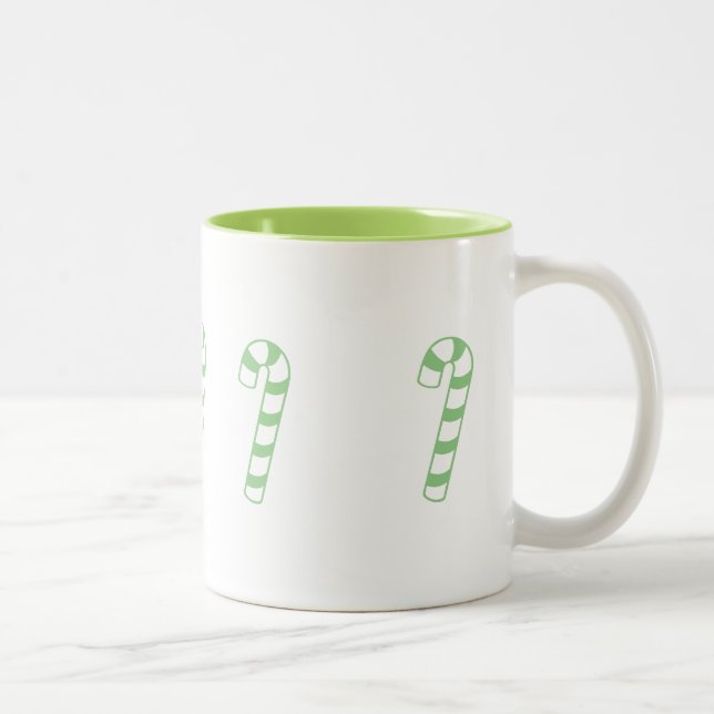 Mug - Striped Candy Canes in Green (Right)