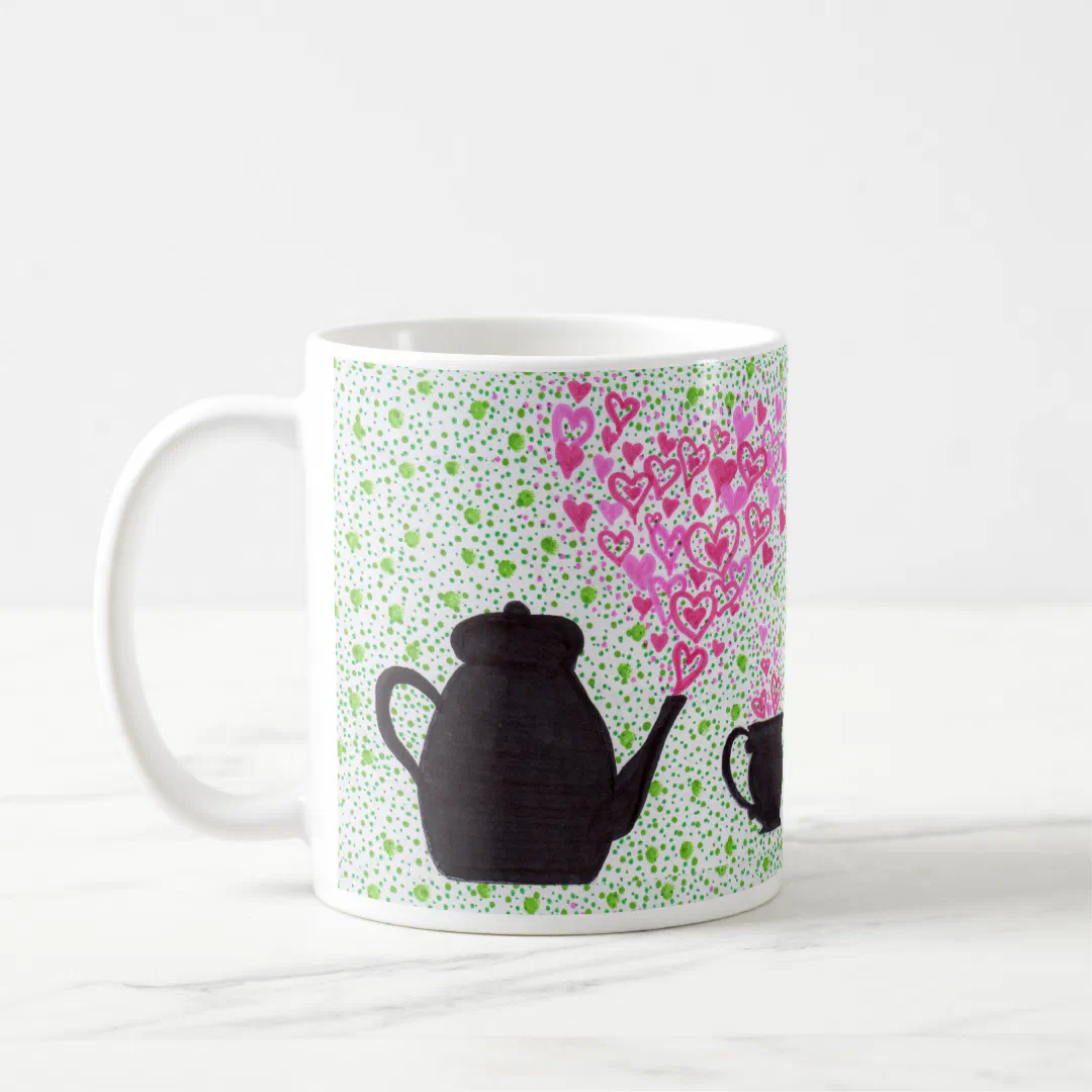 Mug - Teapot and Hearts (Left)