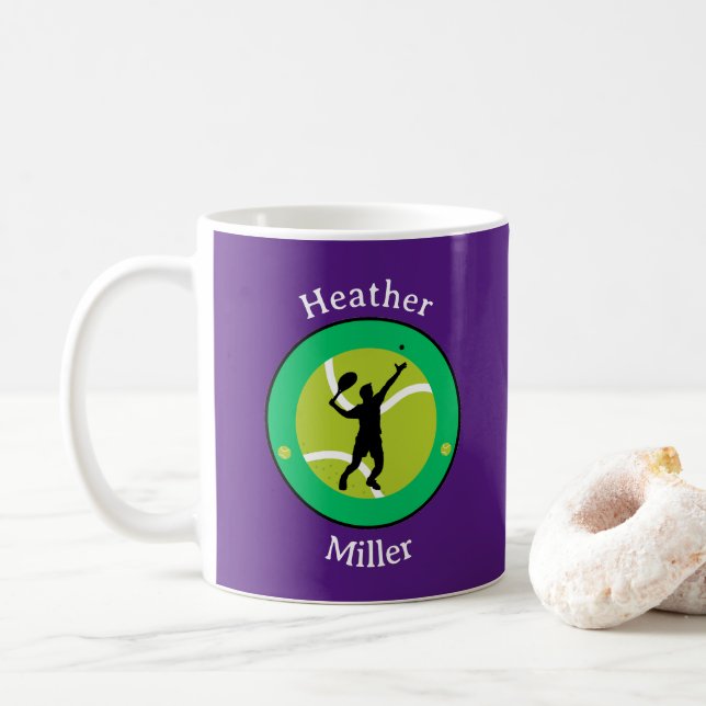 Mug - Tennis Player - Personalized - Add Name (With Donut)