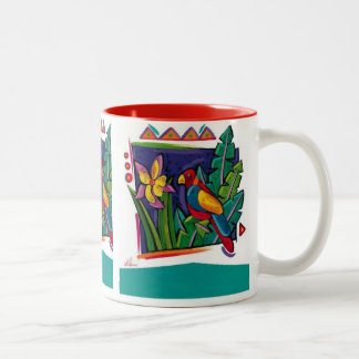 Mug-Tropical Parrot Two-Tone Coffee Mug