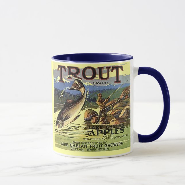 MUG ~ TROUT BRAND VINTAGE APPLE CRATE LABEL (Right)