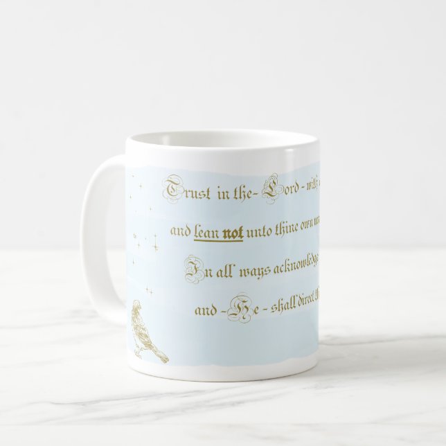 Mug Trust in the Lord Proverbs bible calligraphy (Front Left)