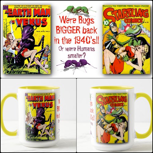 MUG _ Two Big Bug Vintage Comic Book Covers