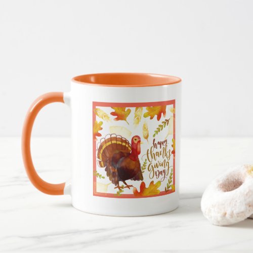 Mug_Two Tone_Happy Thanksgiving Day Turkey Mug