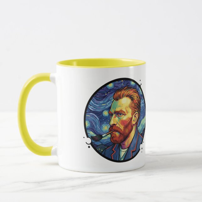 Mug Van Gogh portrait Starry night Unique Design (Left)