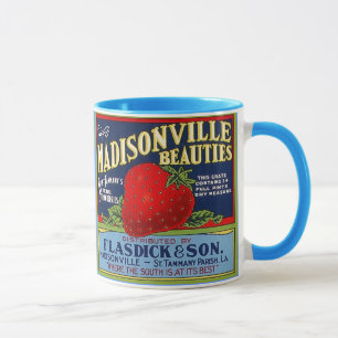 MUG ~ VINTAGE MADISONVILLE STRAWBERRY CRATE LABEL!