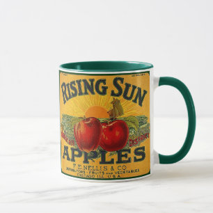 MUG ~ VINTAGE RISING SUN BRAND APPLE CRATE LABEL!