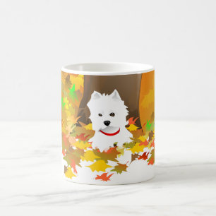 Mug - Westie Dog in Autumn Leaves
