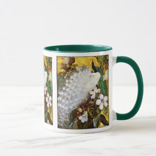 Mug:  White and Blue Peacocks Mug