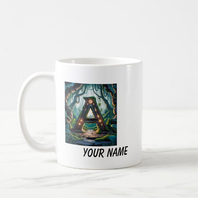 Mug White your name start white letters A  (Left)