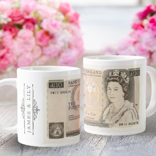 Mug with 1975 £10 Note Image Queen Elizabeth II