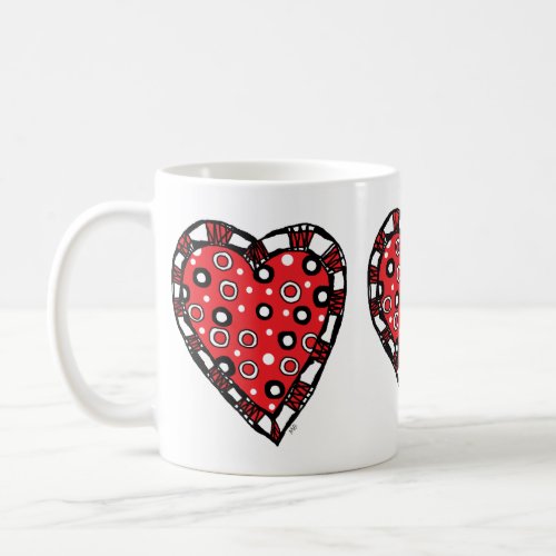 Mug with black and white heart
