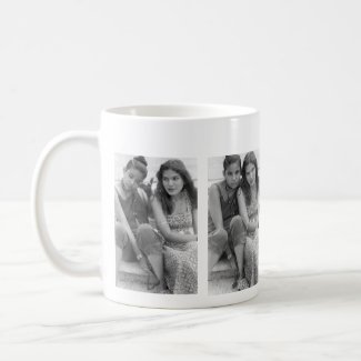 mug with black-and-white photographs