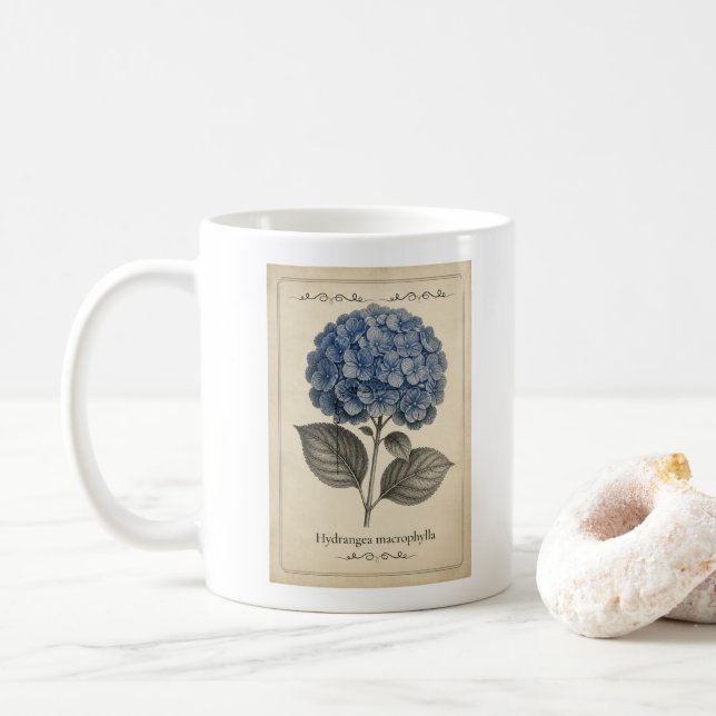 Mug with blue hydrangea (With Donut)