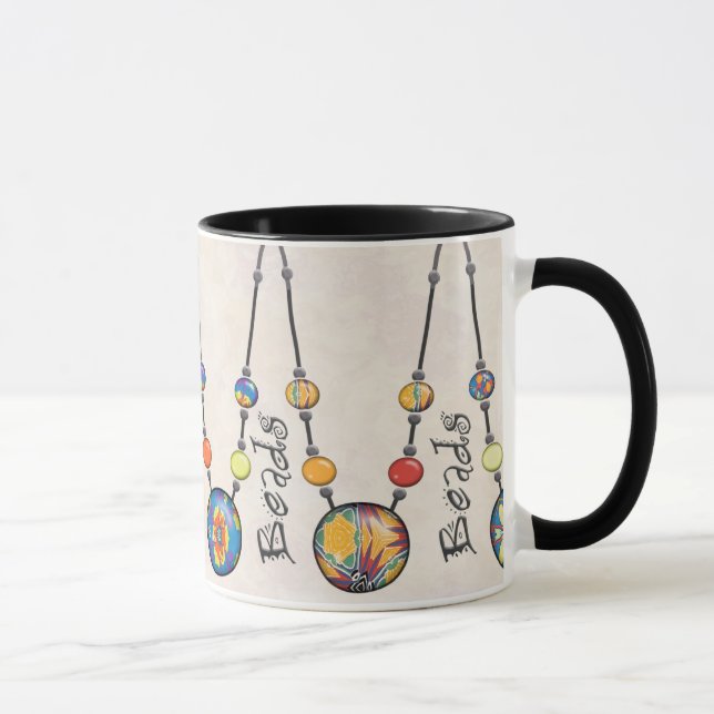 Mug with brightly colored beads (Right)