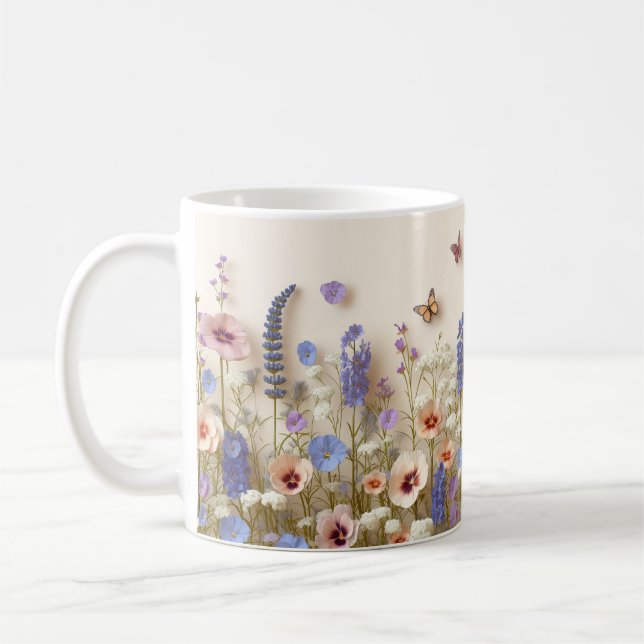 Mug With Butterflies and Wildflowers (Left)
