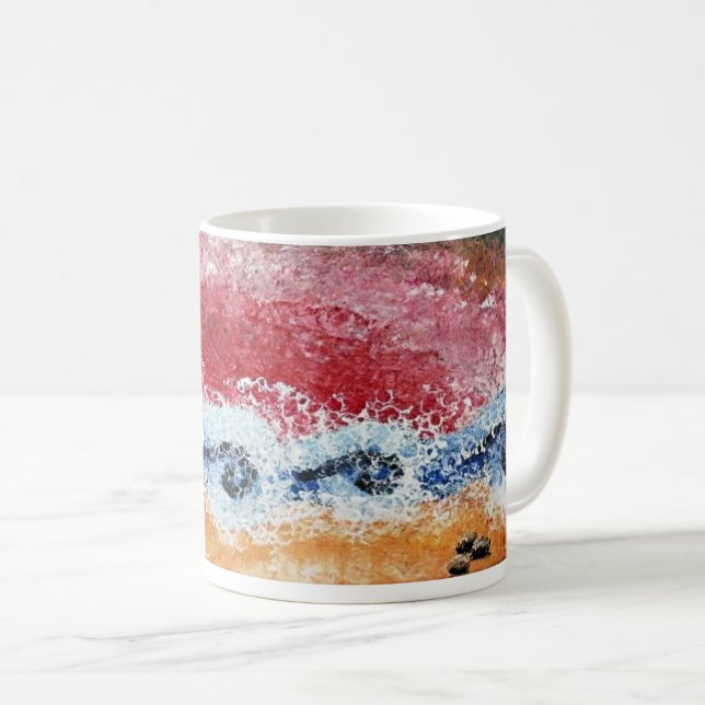 Mug with Crashing Waves in Red & Blue (Front Right)