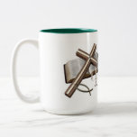 Mug With Cross  And Bible    Green &amp;  White at Zazzle