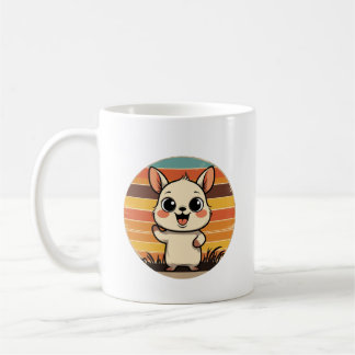 Mug with Cute Cartoon Animal in Retro Sunset