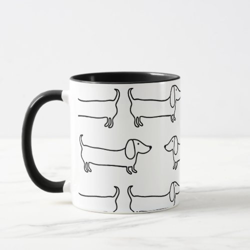 Mug with dachshunds in black_white