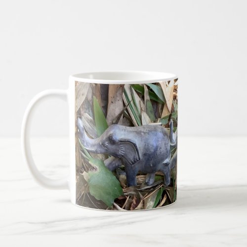 Mug with elephants and bamboo design