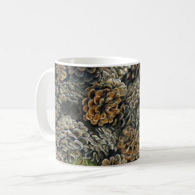 Mug with Fallen Pinecones around (Front Left)
