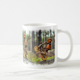 Mug with funny acorn elves bikers