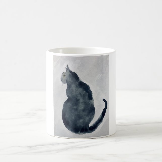 Mug With Gray Watercolor Cat (Center)