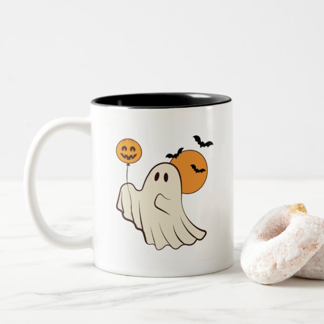 Mug with Halloween Design (With Donut)