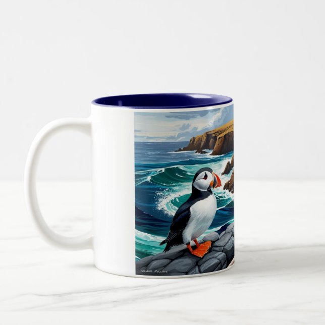 Mug with Icelandic Puffins  (Left)