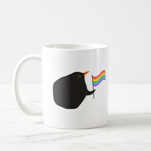 Mug with lgbt pride flag and funny bird