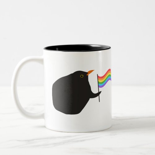 Mug with lgbt pride flag and funny bird