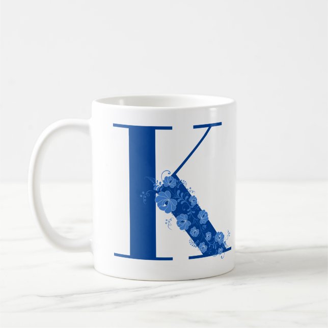 Mug With Monogram Floral Letter K (Left)