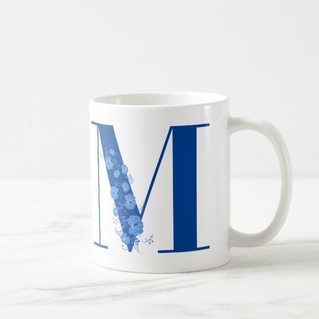 Mug With Monogram Floral Letter M (Right)