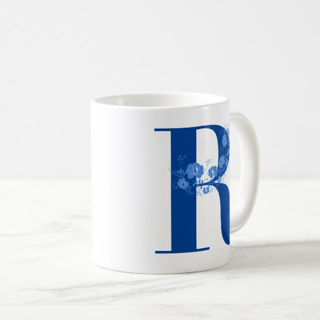 Mug With Monogram Floral Letter R (Front Right)