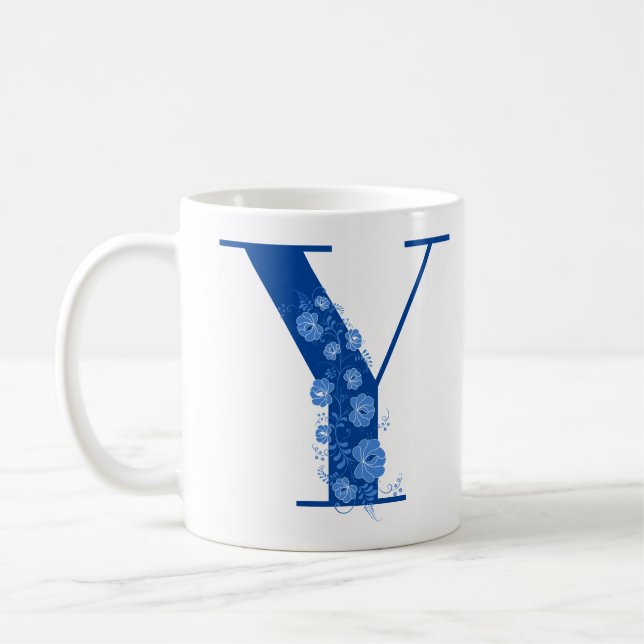 Mug With Monogram Floral Letter Y (Left)