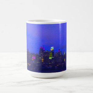 Mug with night view of Philadelphia