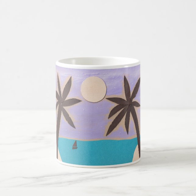 Mug with Silhouetted Palms Against a Lavender Sky (Center)