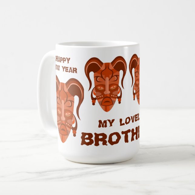 MUG WITH TARDITIONAL MASK ART (Front Left)