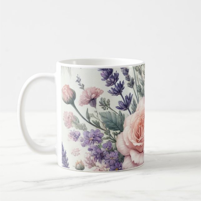 Mug with Watercolor Floral Pattern 1/6 (Left)