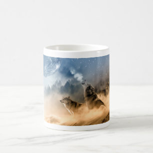 Mug, WOOD SCREEN, howling wolf, photo Coffee Mug